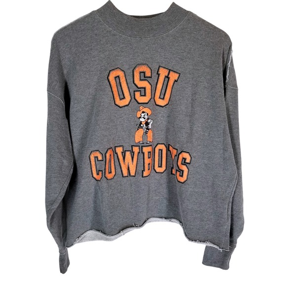 '47 Tops - 47 Brand OSU Cowboys Sweatshirt Large Gray Orange Cropped Hem College